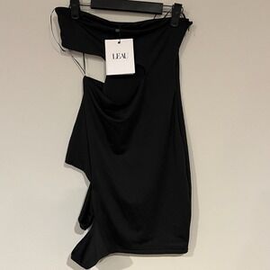 LEAU Vanity Cut Out Mini Dress Strapless Party Cocktail Black Size‎ M